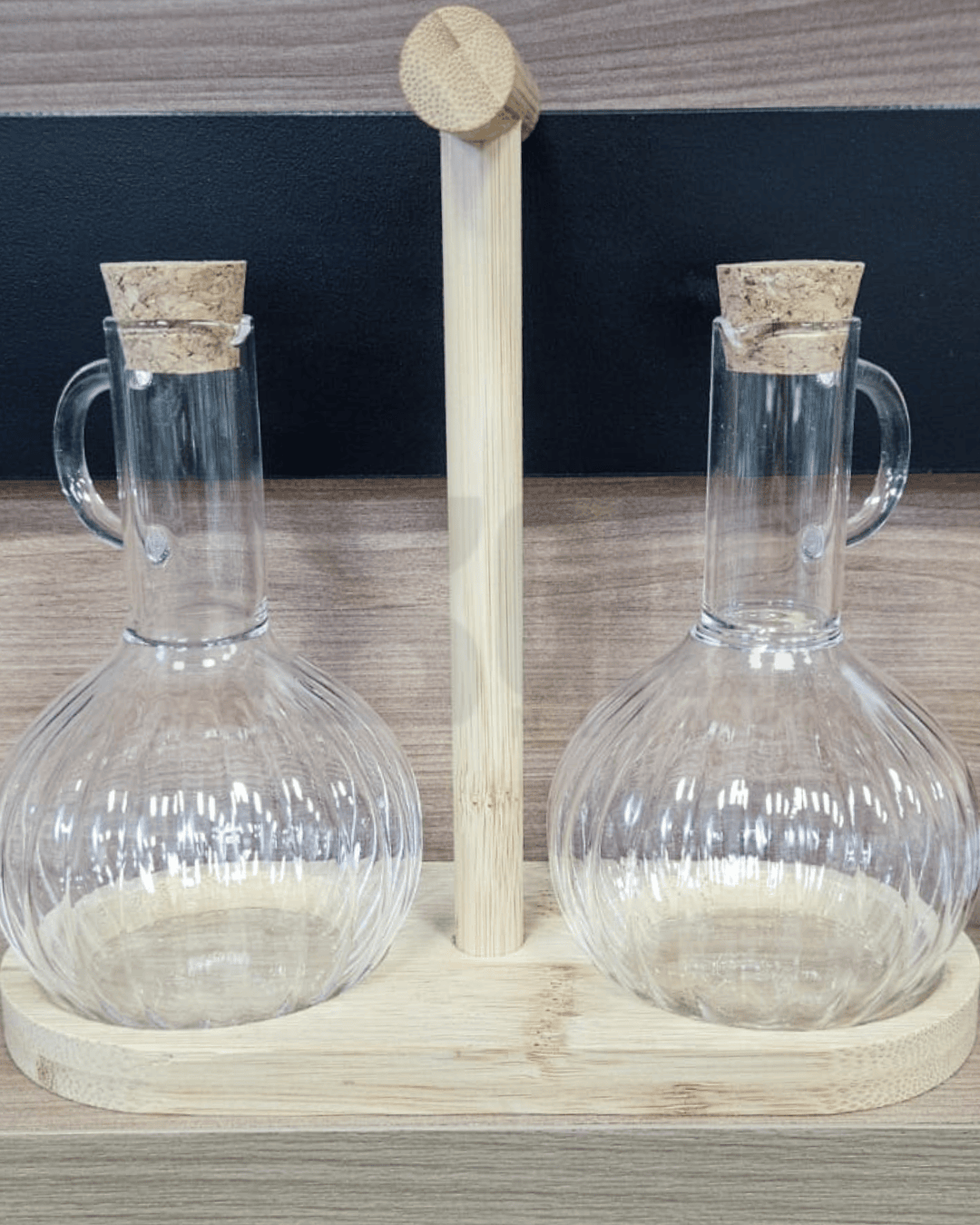 Set 2 aceiteras vidrio madera - Imagen 4