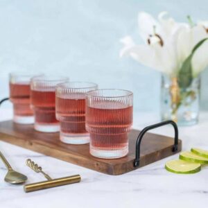 Vaso de vidrio acanalado apilable 300ml
