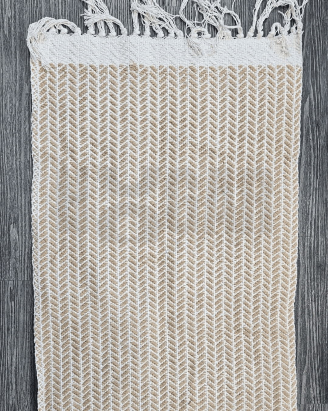 Alfombra tejida beige - Imagen 4