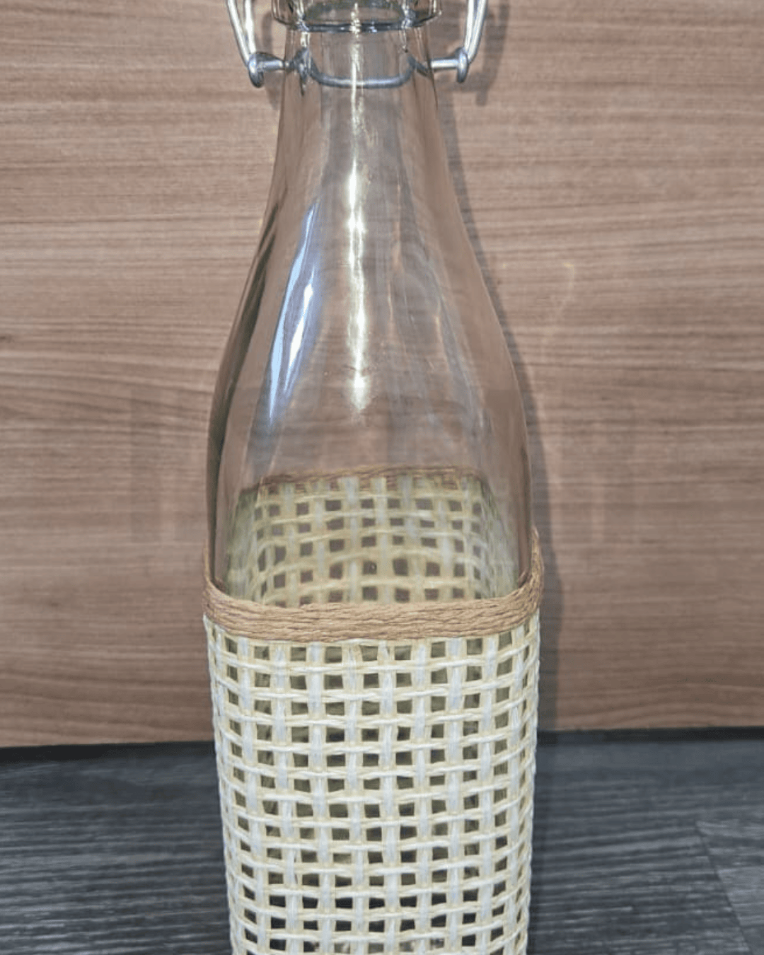 Botella 1L vidrio con funda tejida - Imagen 5