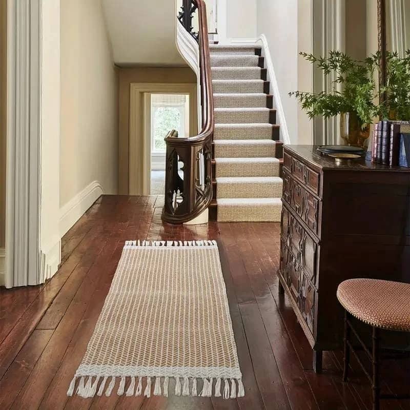 Alfombra tejida beige - Imagen 3