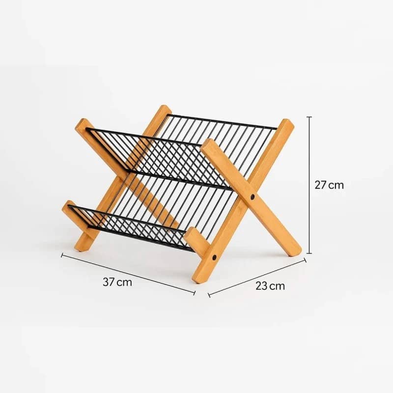 Escurridor seca platos plegable hierro y madera - Imagen 3