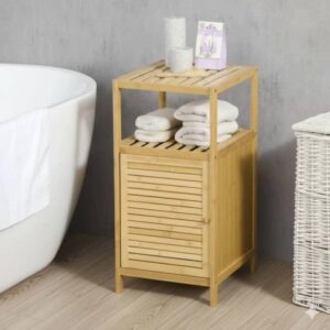 Estante organizador 2 niveles con puerta bambú
