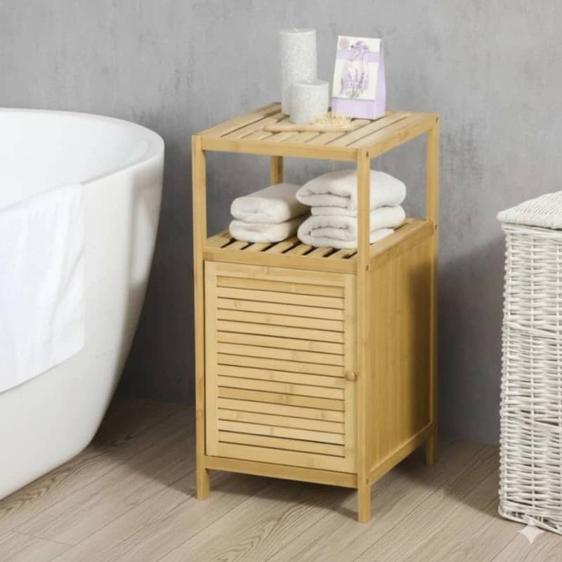 Estante organizador 2 niveles con puerta bambú
