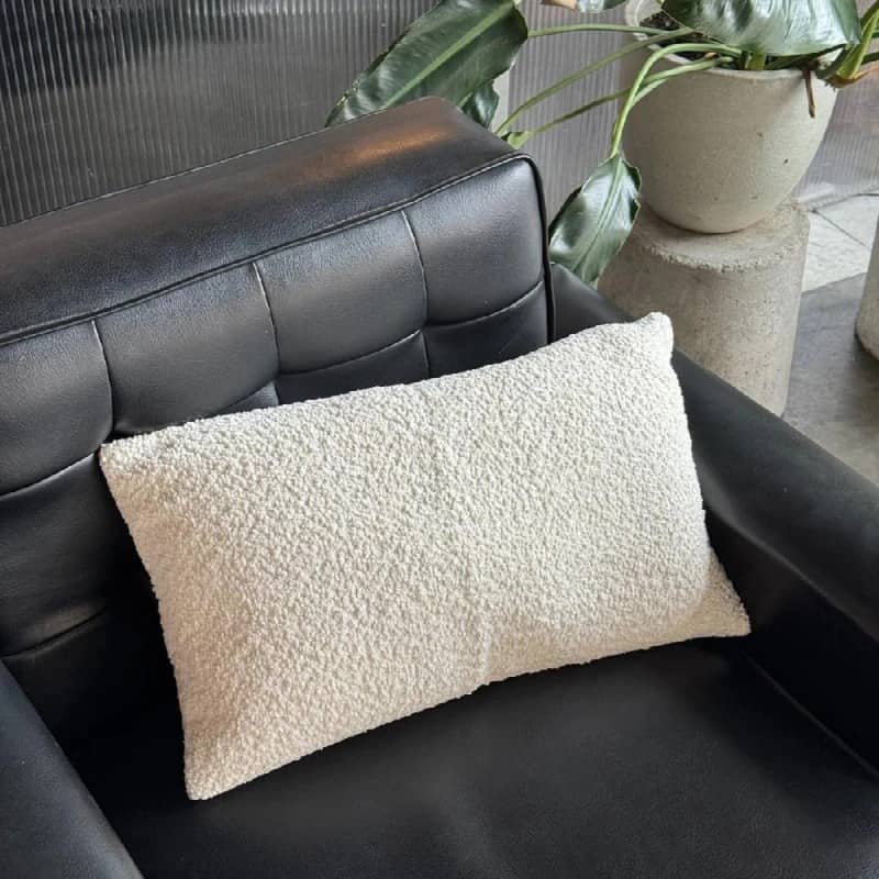 Funda de almohadón Sherpa 30x50cm - blanco
