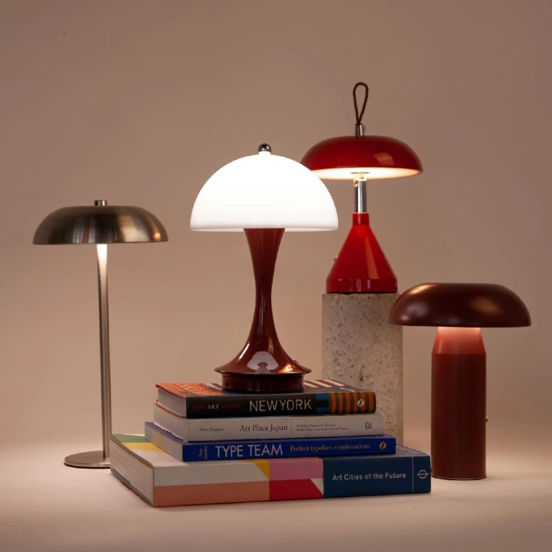 Lámpara de mesa retro inalámbrica roja - Imagen 2