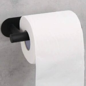 Portarollo papel higiénico adhesivo para baño negro mate