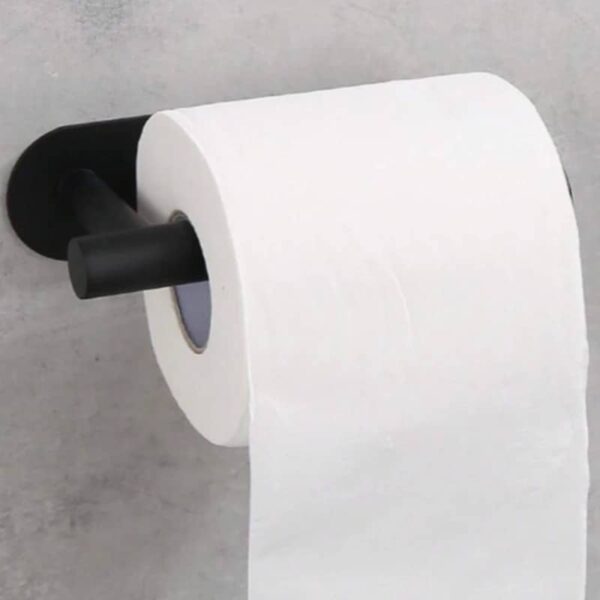 Portarollo papel higiénico adhesivo para baño negro mate