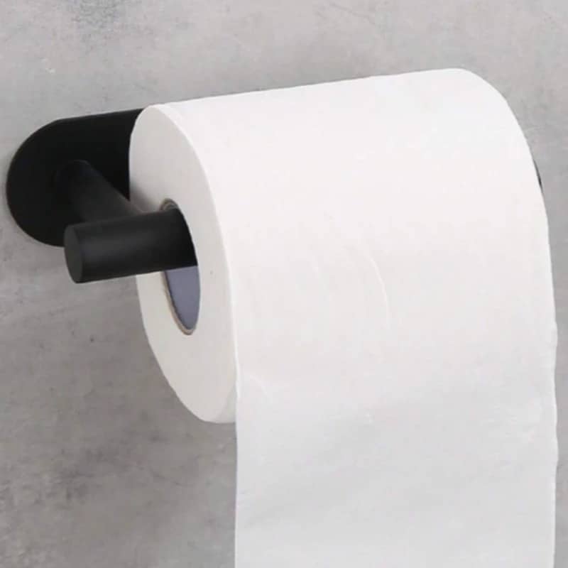 Portarollo papel higiénico adhesivo para baño negro mate