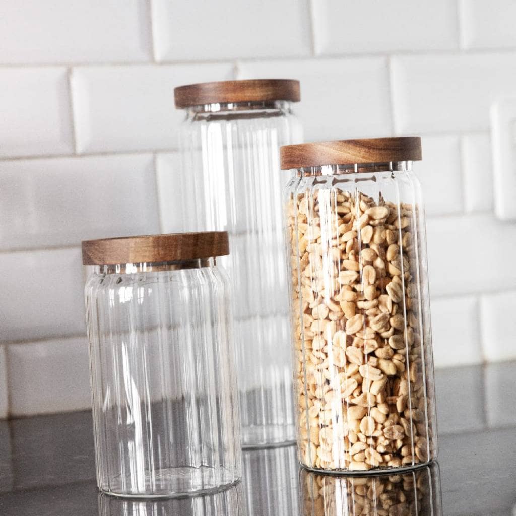 Contenedor vidrio acanalado tapa madera - Imagen 2