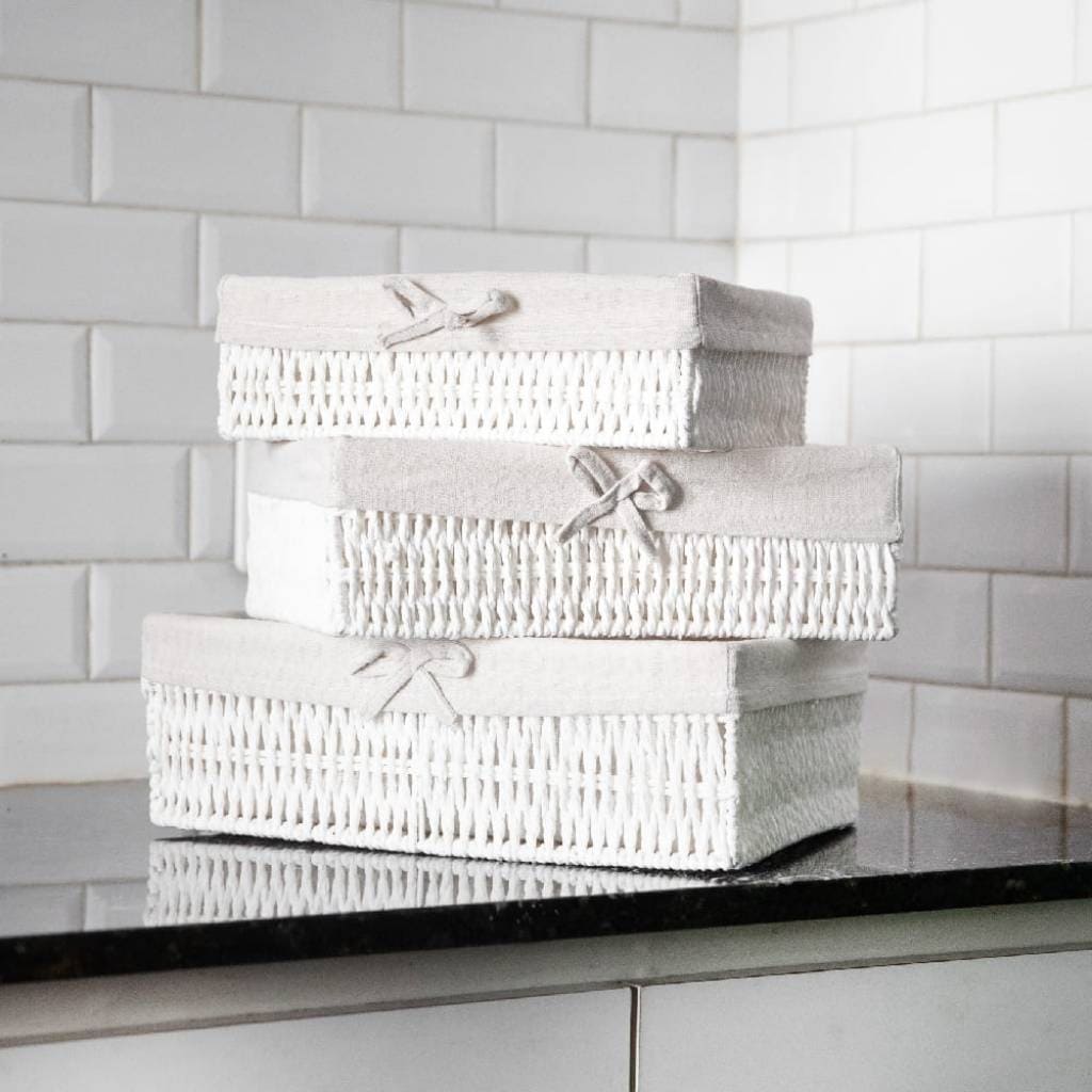 Cesto ratán blanco Nido