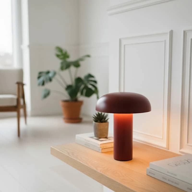Lámpara de mesa hongo inalámbrica bordeaux - Imagen 2