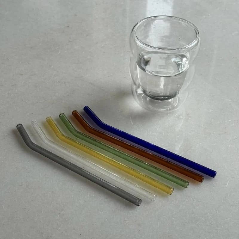 Set 6 pajitas sorbitos de vidrio colores - Imagen 3