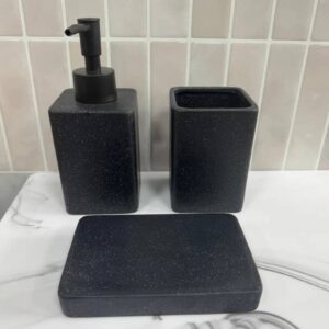 Set accesorios para baño cerámica pintitas negro