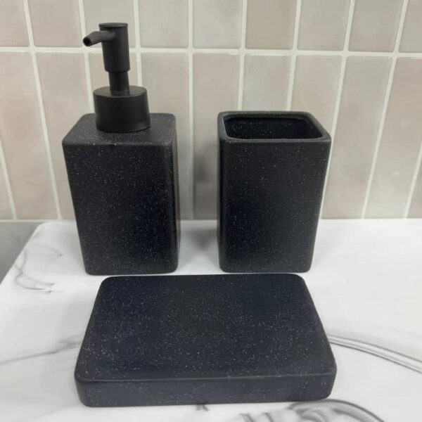Set accesorios para baño cerámica pintitas negro