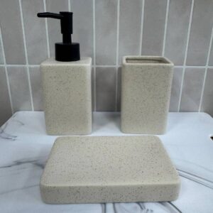 Set accesorios para baño cerámica pintitas beige