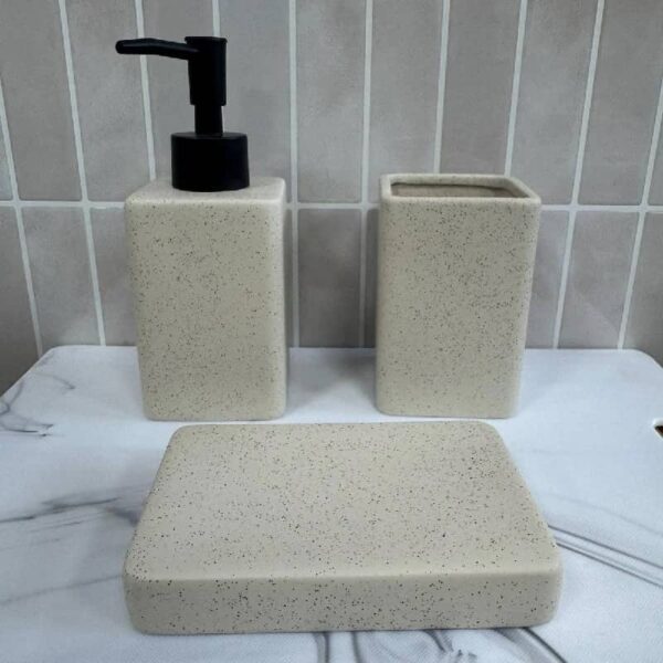 Set accesorios para baño cerámica pintitas beige
