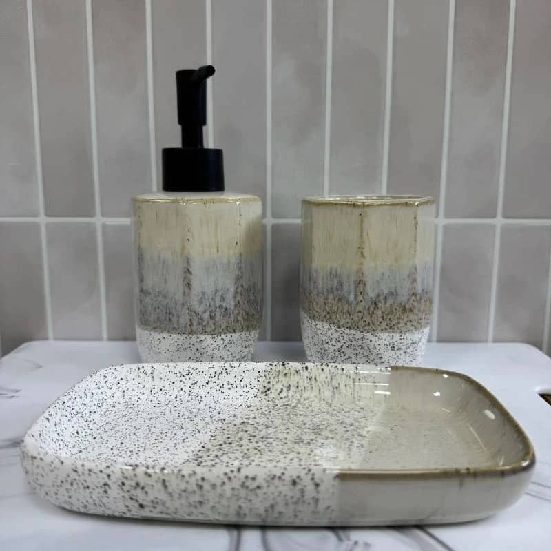 Set accesorios para baño cerámica beige