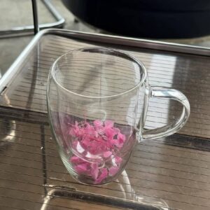 Taza doble vidrio pétalos 350ml