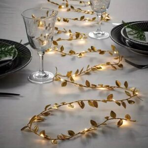 Luz Led Guirnalda Decorativa Con Hojas Doradas