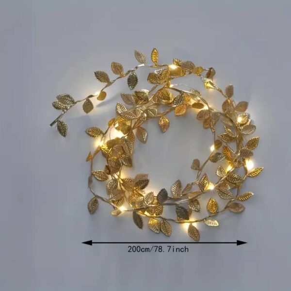 Luz Led Guirnalda Decorativa Con Hojas Doradas - Imagen 5