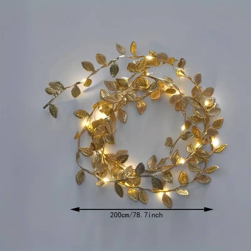Luz Led Guirnalda Decorativa Con Hojas Doradas - Imagen 5