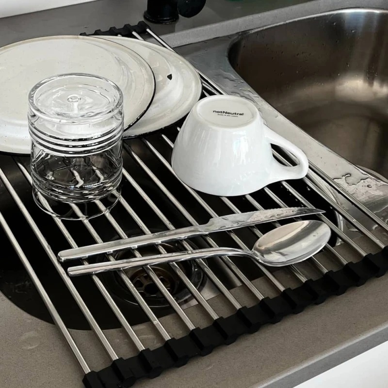 Escurridor de platos extensible enrollable fregadero