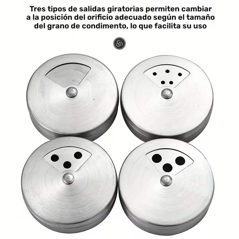 Frasco Especiero Para Condimentos De Vidrio Acero Inoxidable - Imagen 3