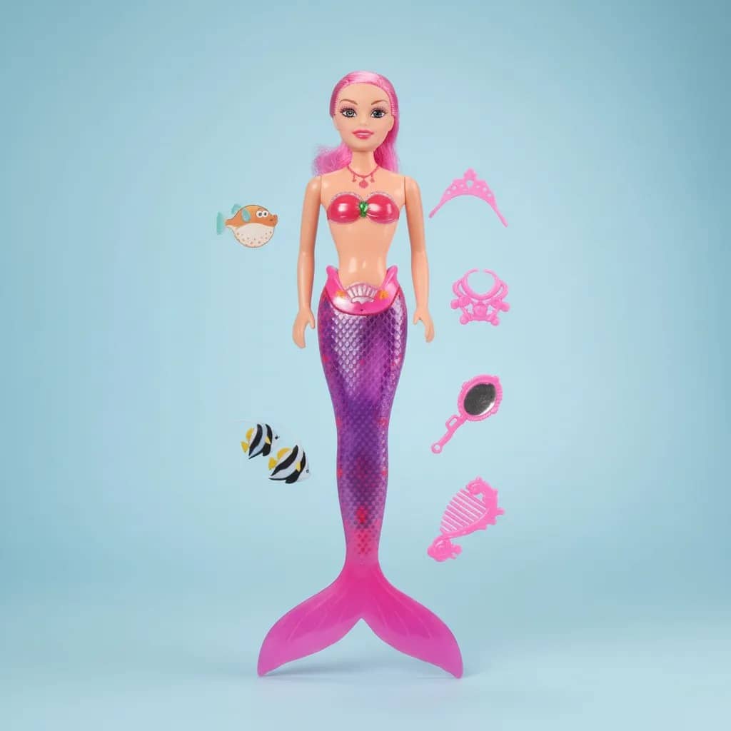 Muñeca Juguete Sirena Con Luz, Sonido Y Accesorios 65cm - Imagen 2