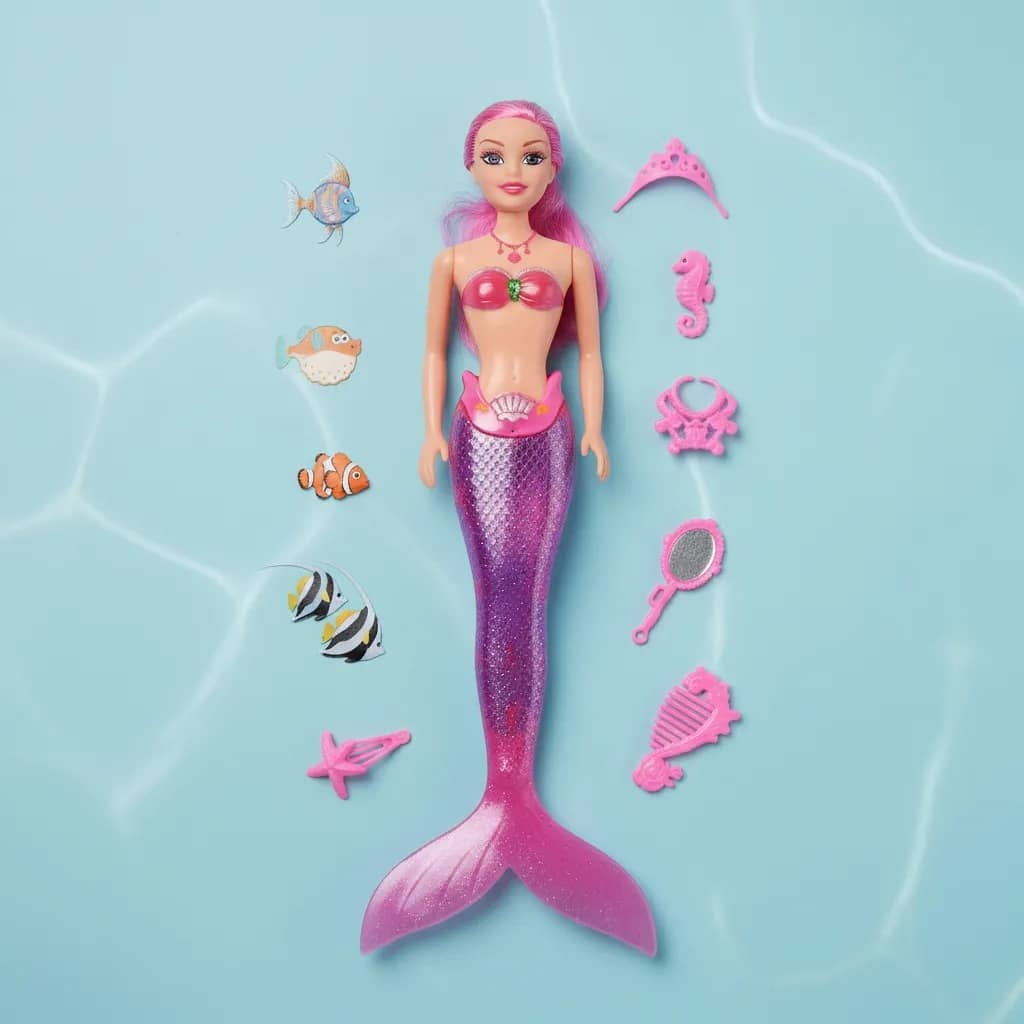 Muñeca Juguete Sirena Con Luz, Sonido Y Accesorios 65cm - Imagen 3