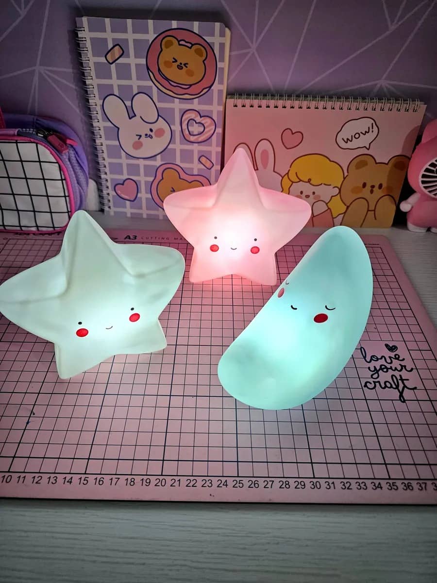 Lampara Veladora De Mesa Infantil Delicada Luna Nube Corazon - Imagen 2