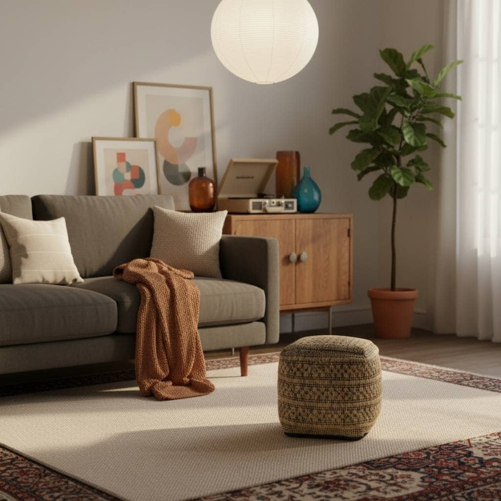 Puff almohadón de piso tejido de yute 40cm - Imagen 6