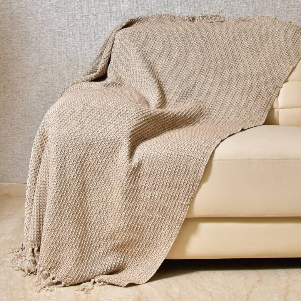 Manta para sillón y cama algodón Beige Waffle
