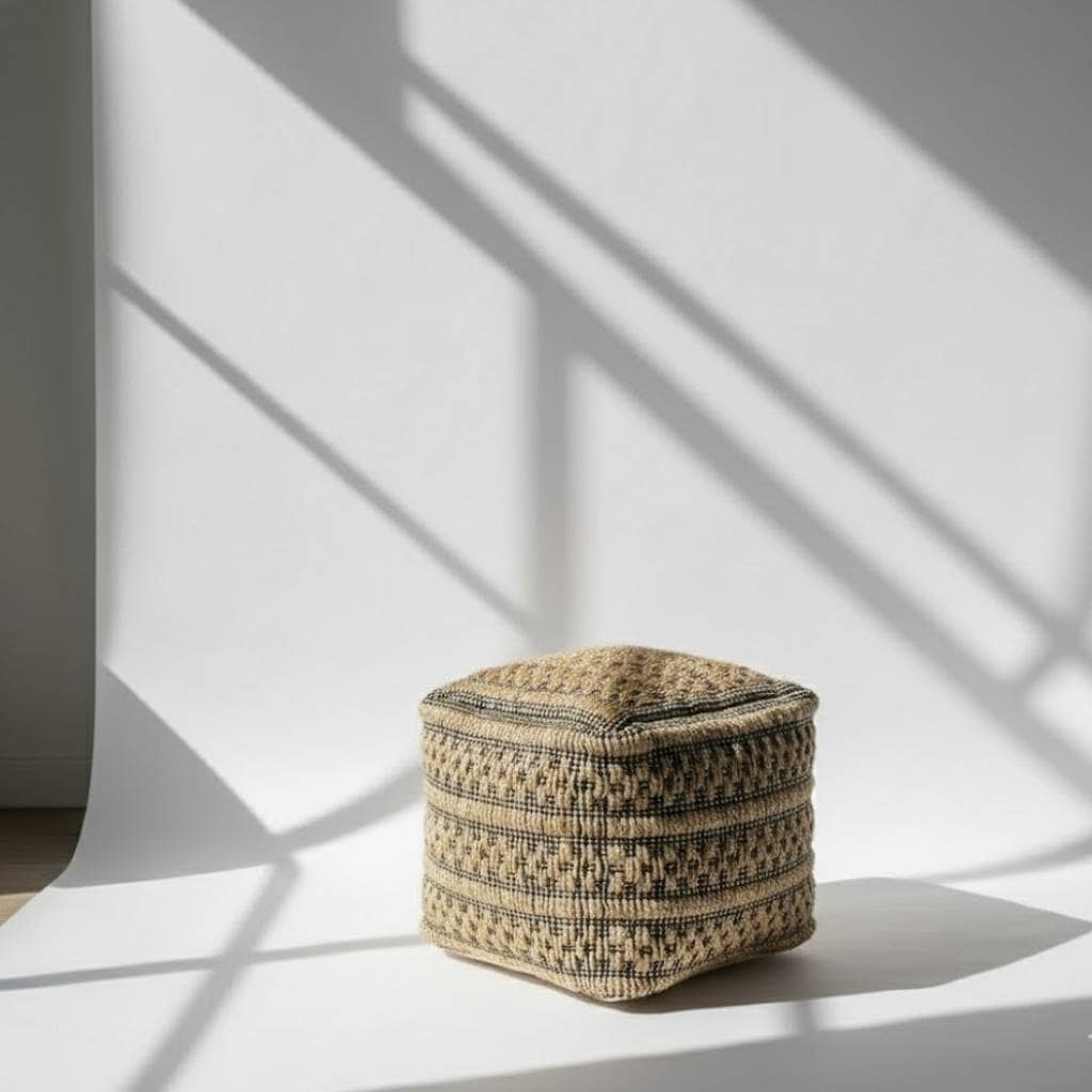Puff almohadón de piso tejido de yute 40cm