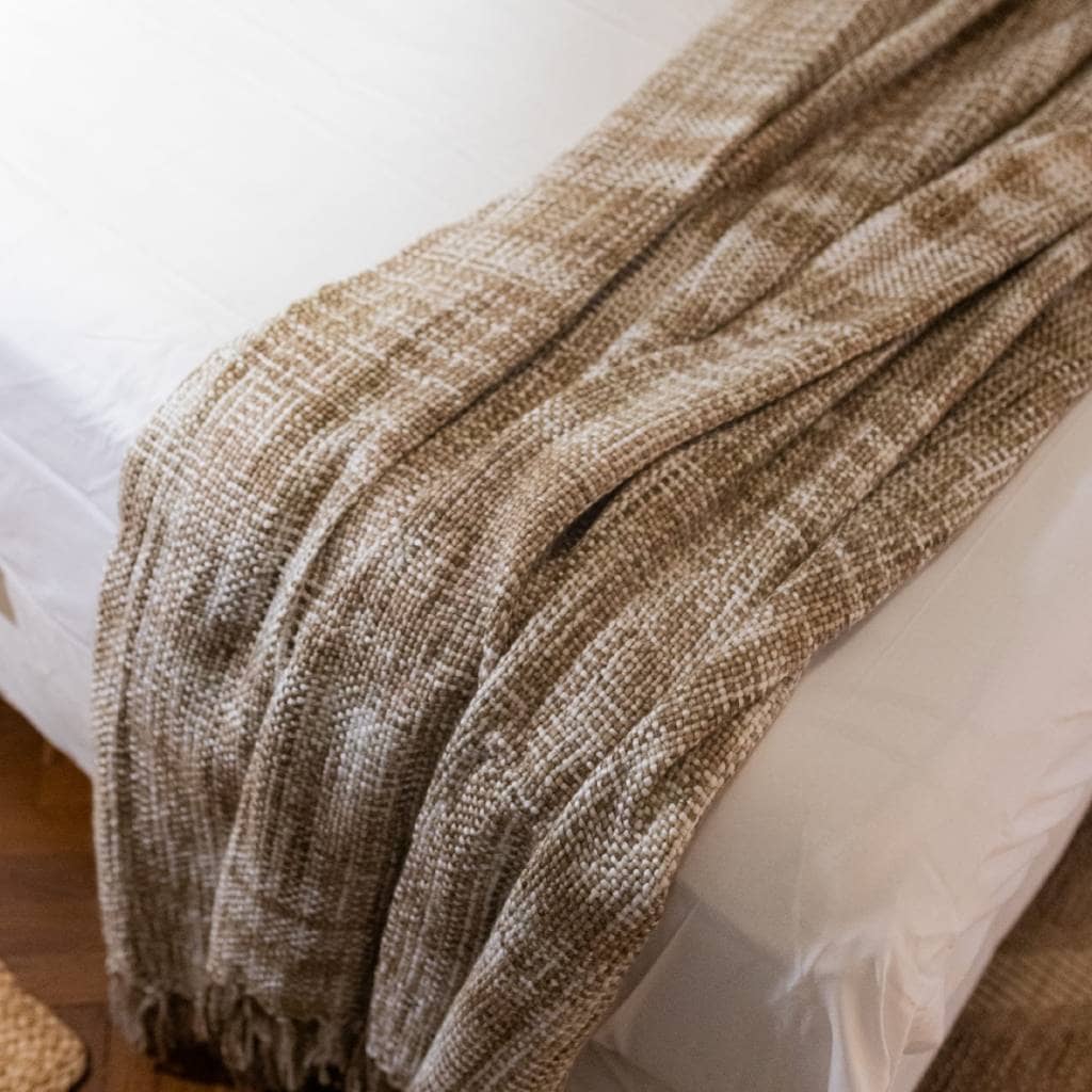 Manta para sillón y cama algodón Rústica beige 230cm