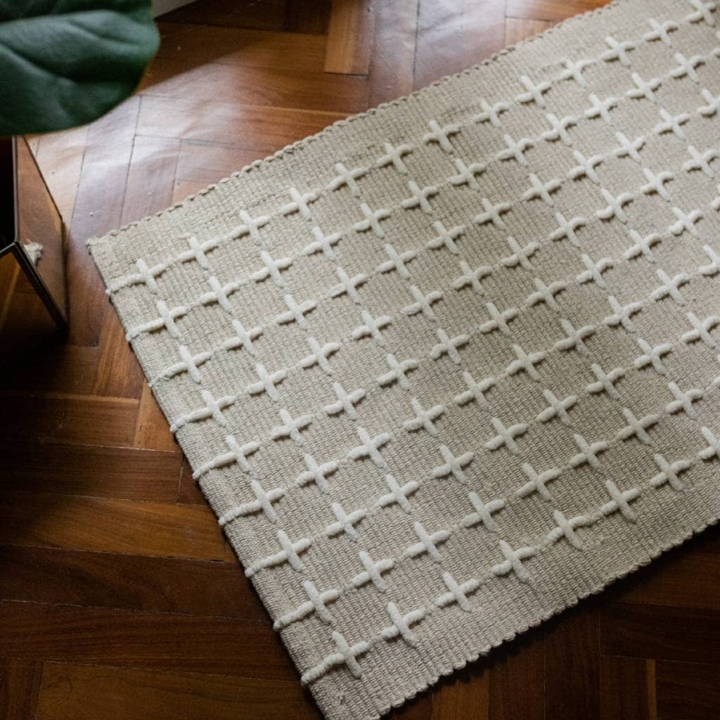 Alfombra algodón Cruces Beige 50x80cm