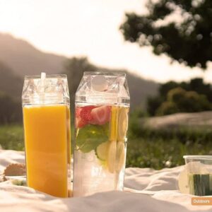 Botella acrilica estilo caja de leche grande 1L