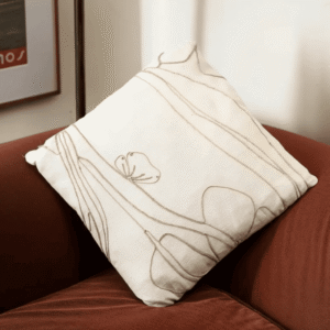 Funda de almohadón líneas orgánicas marrones 45x45cm