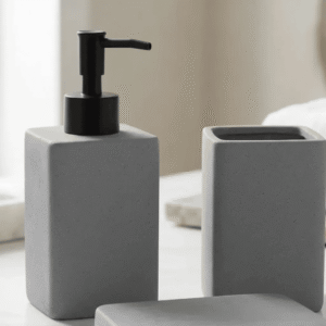 Set accesorios para baño cerámica gris