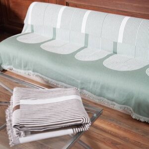Manta para sillón y cama con diseños semicírculo verde