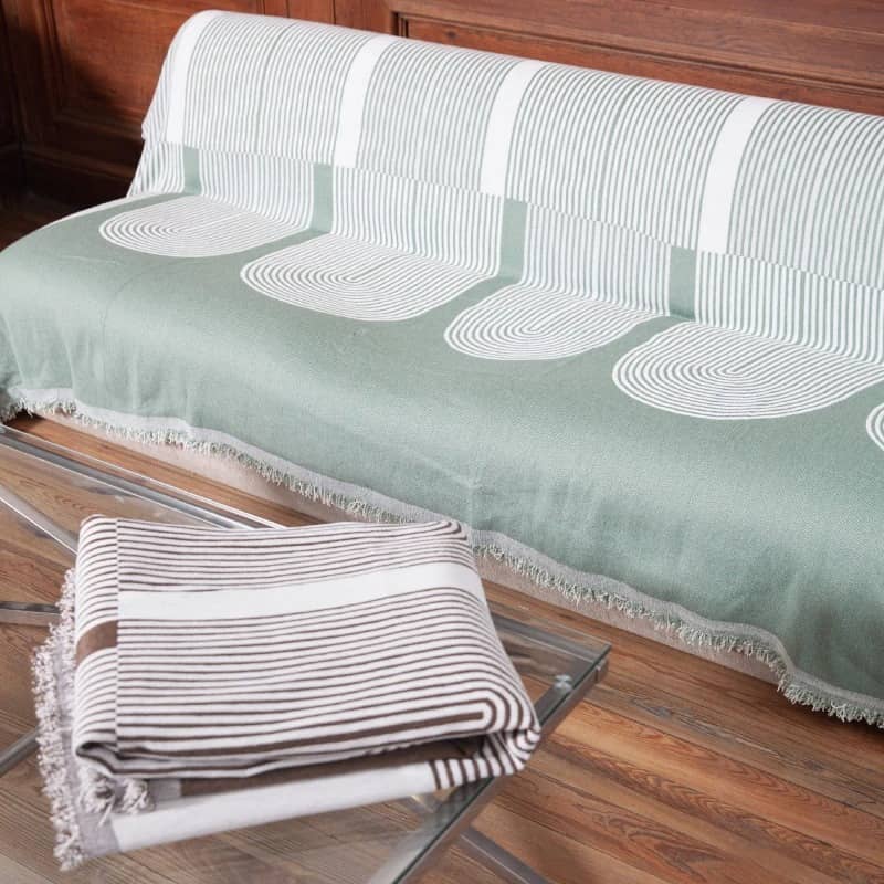Manta para sillón y cama con diseños semicírculo verde