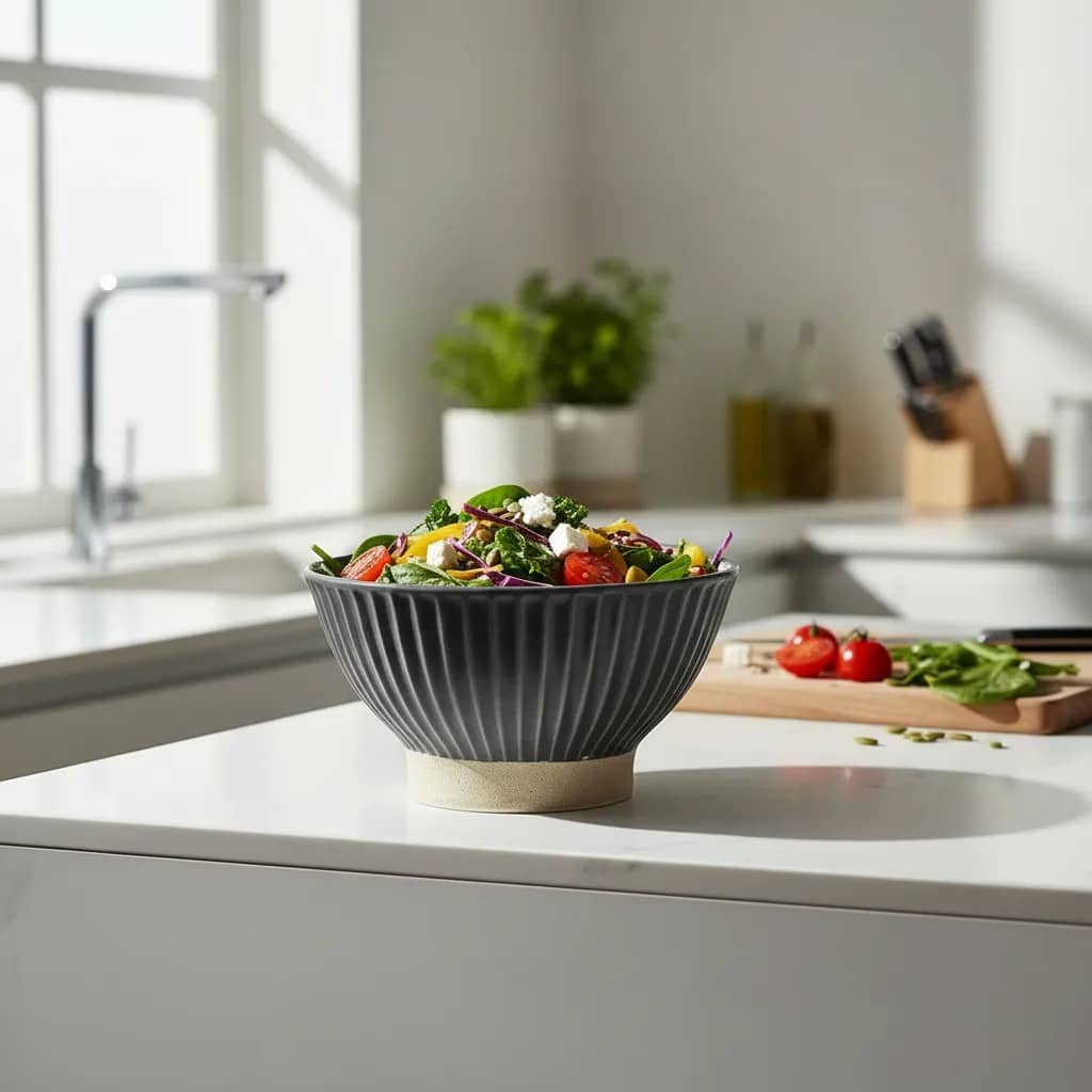 Bowl De Cerámica Acanalado Rustico - Imagen 2