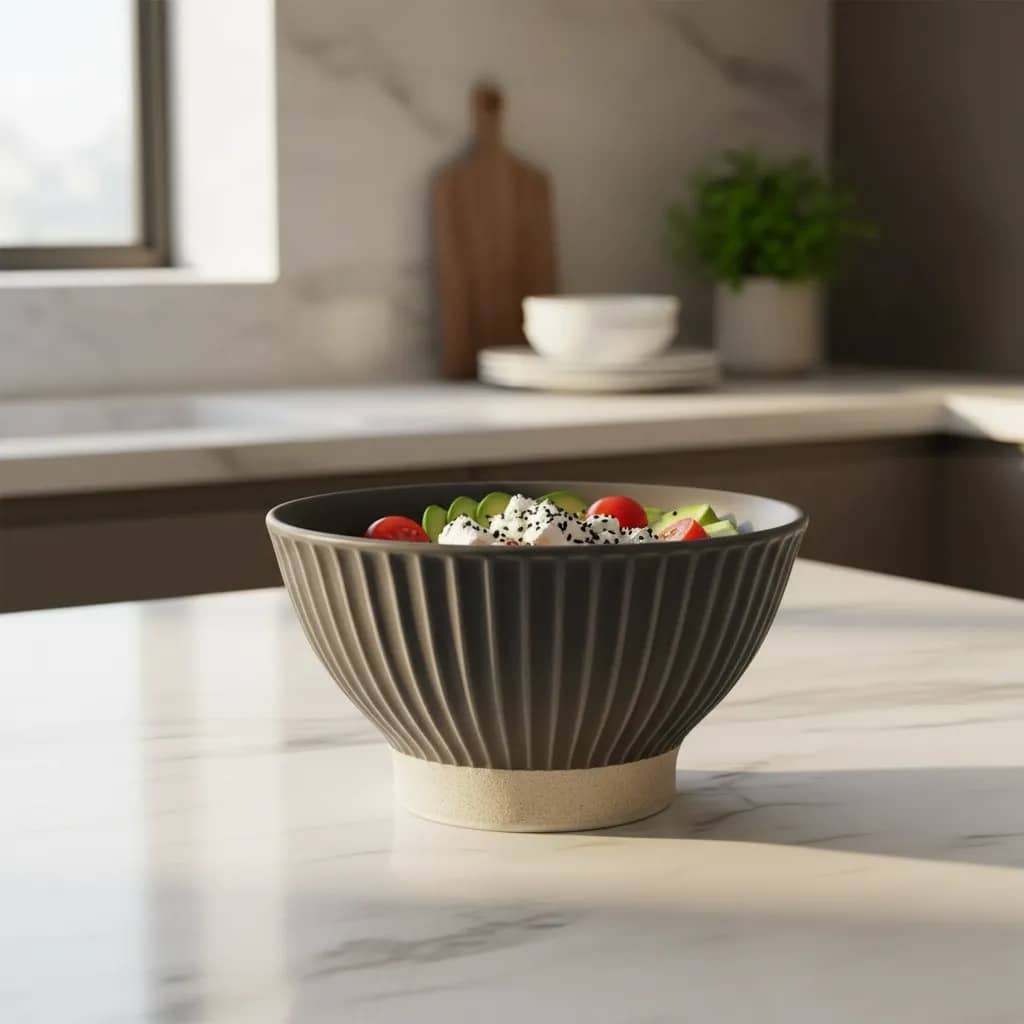 Bowl De Cerámica Acanalado Rustico - Imagen 3