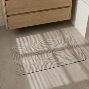 Alfombra secado rápido absorbente beige hojas