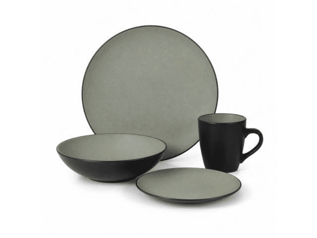 Set de vajilla de ceramica 16pcs Negro y verde - Imagen 2