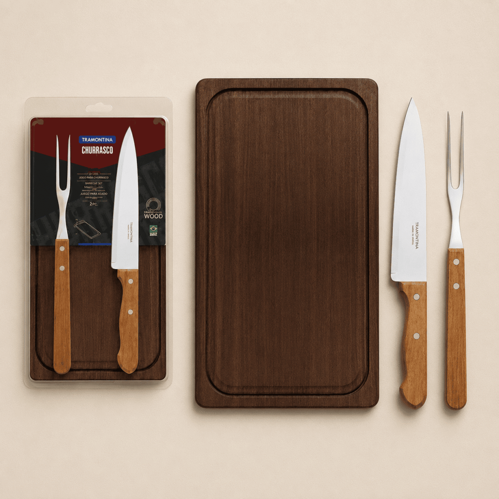 Juego de asado Tramontina con tabla 3 pcs
