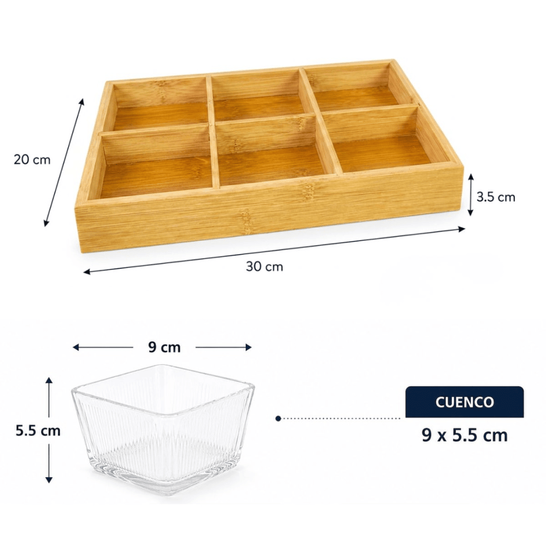 Set de copetineros de vidrio x 6 con base de madera - Imagen 3