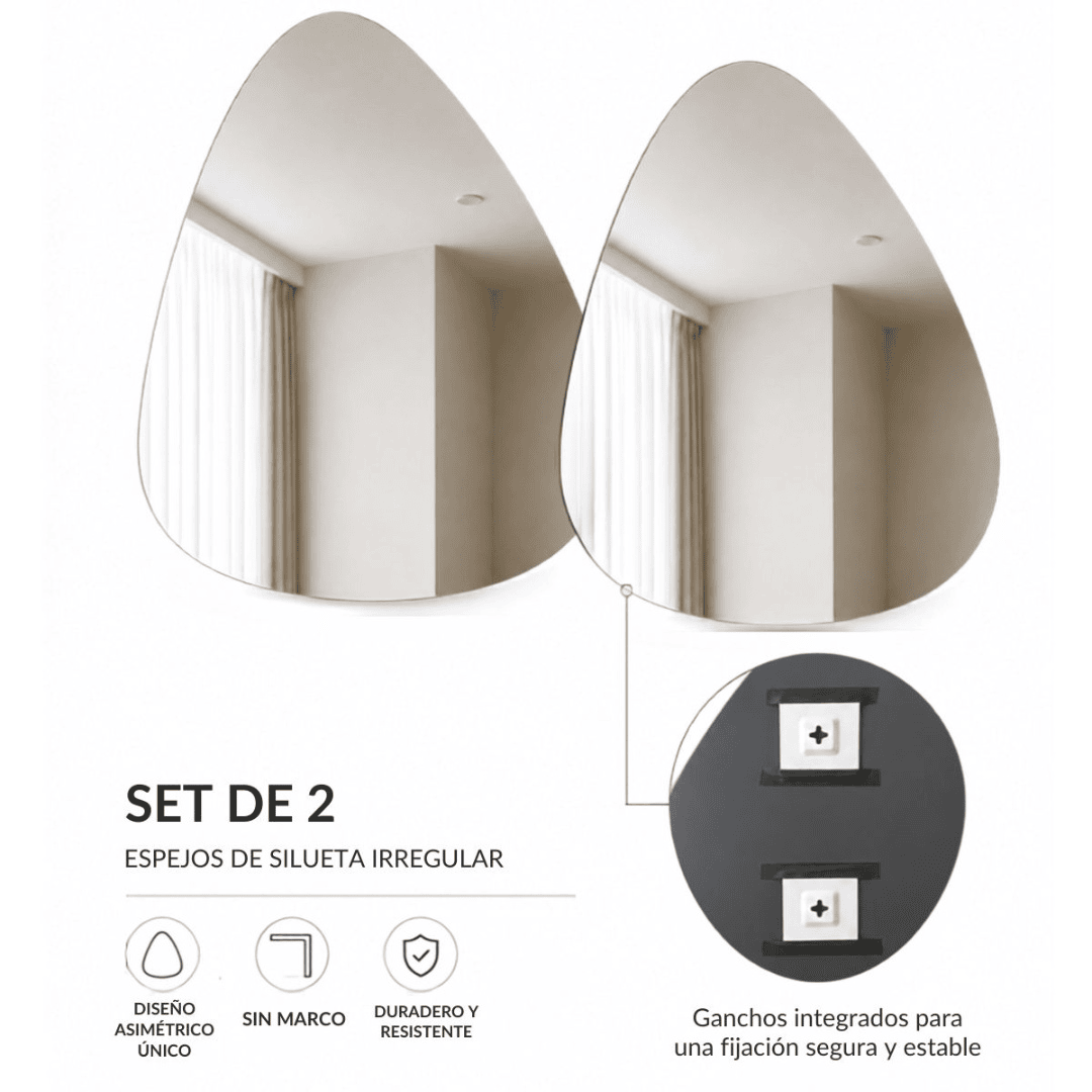 Set x 2 de espejos asimétricos sin marco - Imagen 2