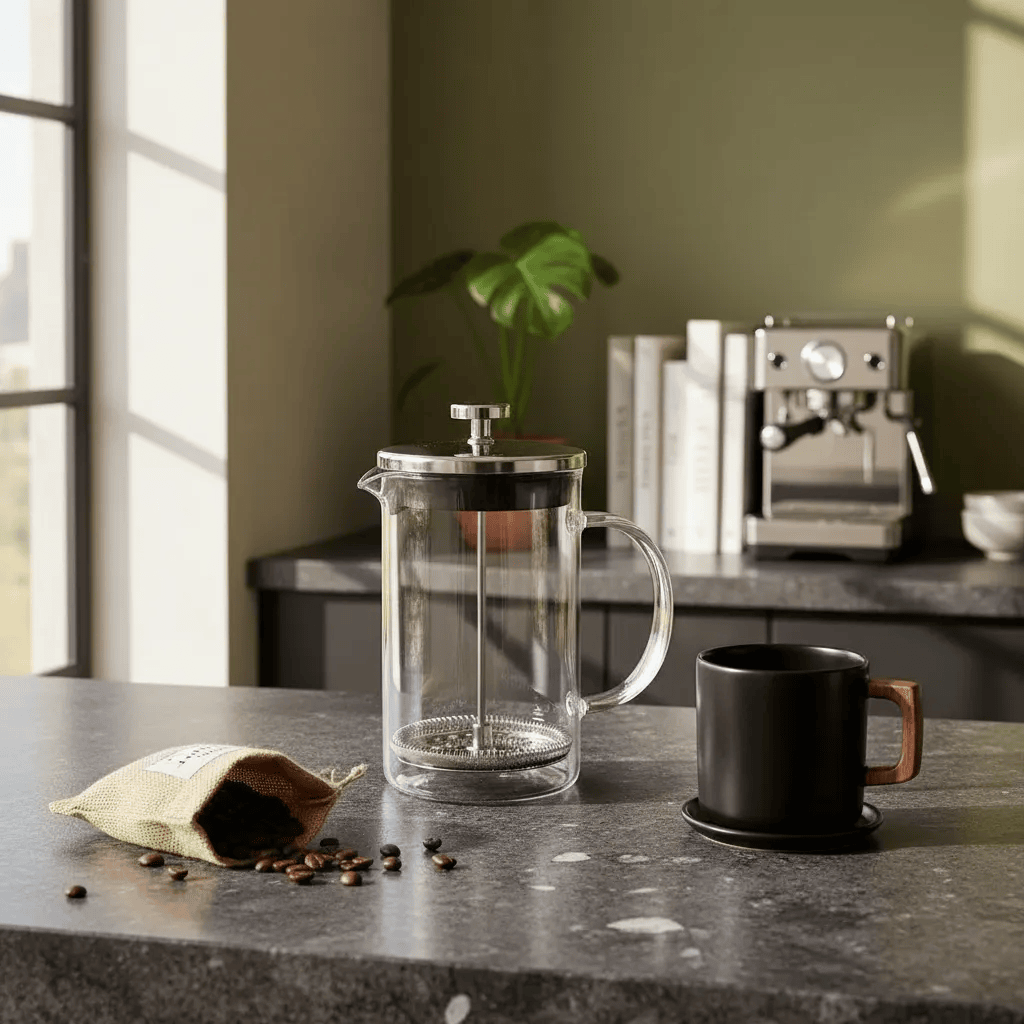 Cafetera Prensa Francesa De Vidrio Y Acero Inoxidable - Imagen 3
