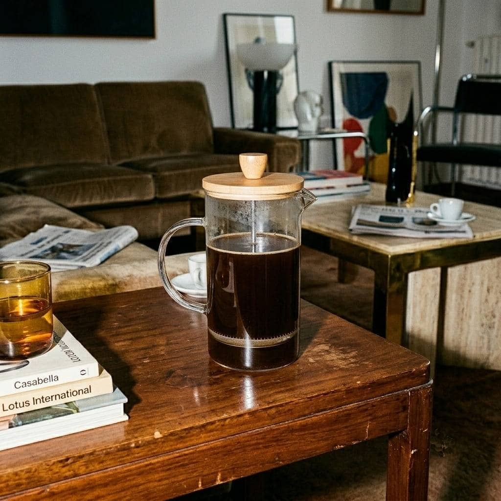 Cafetera Prensa Francesa Vidrio Y Bambú - Imagen 4